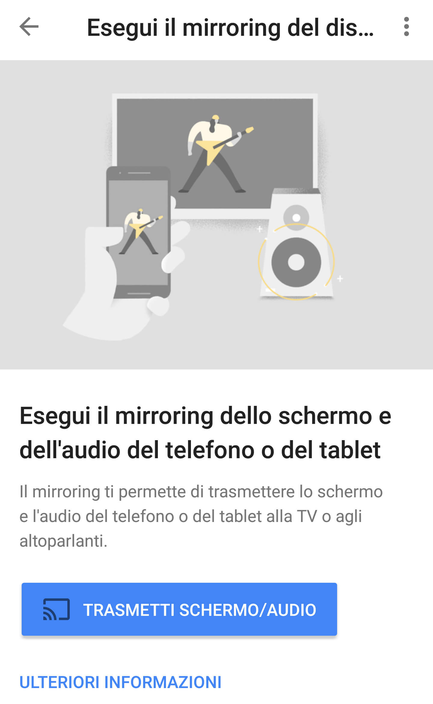 Trasmettere Schermo Android su TV